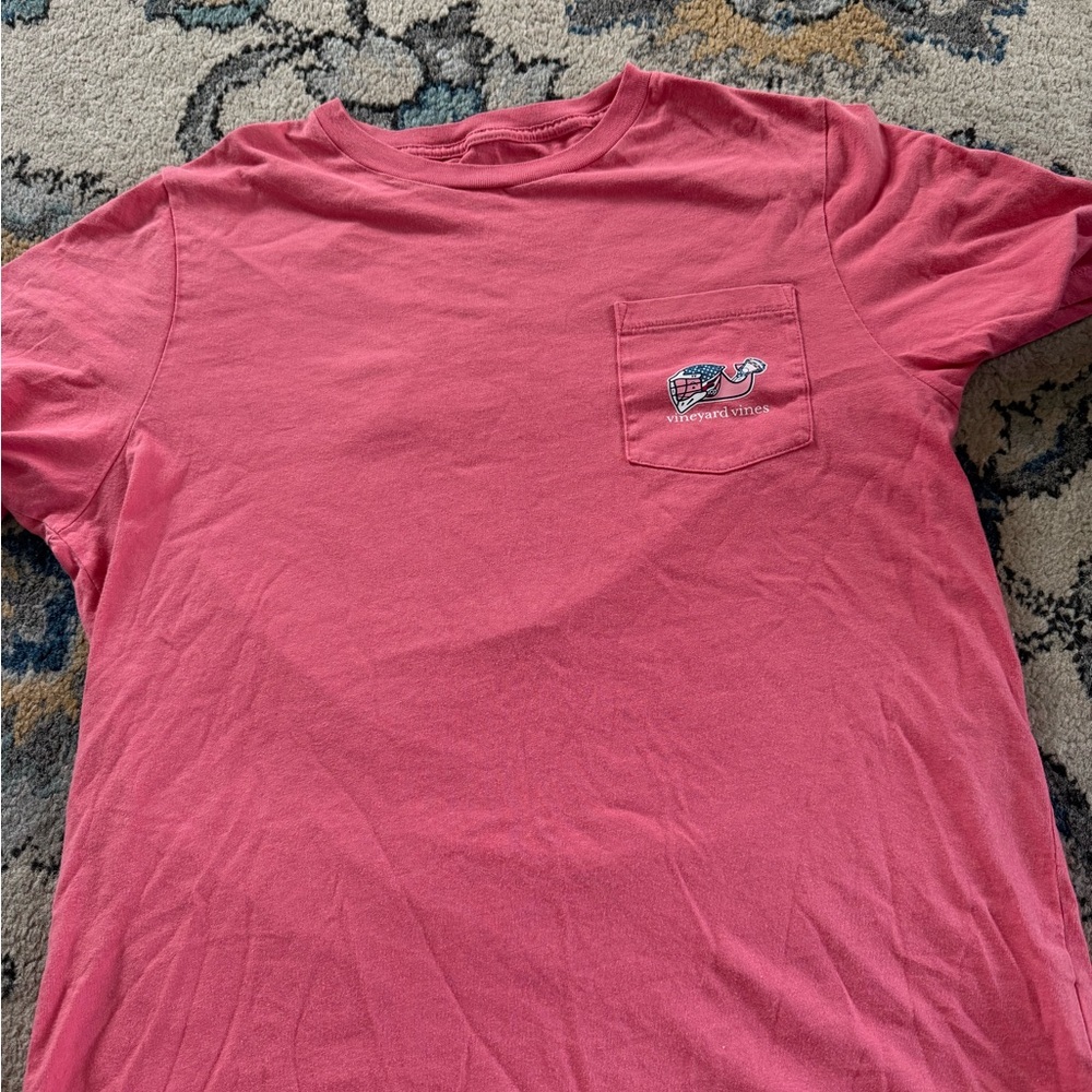 Vineyard Vines Coral Tee with Pocket Logo
